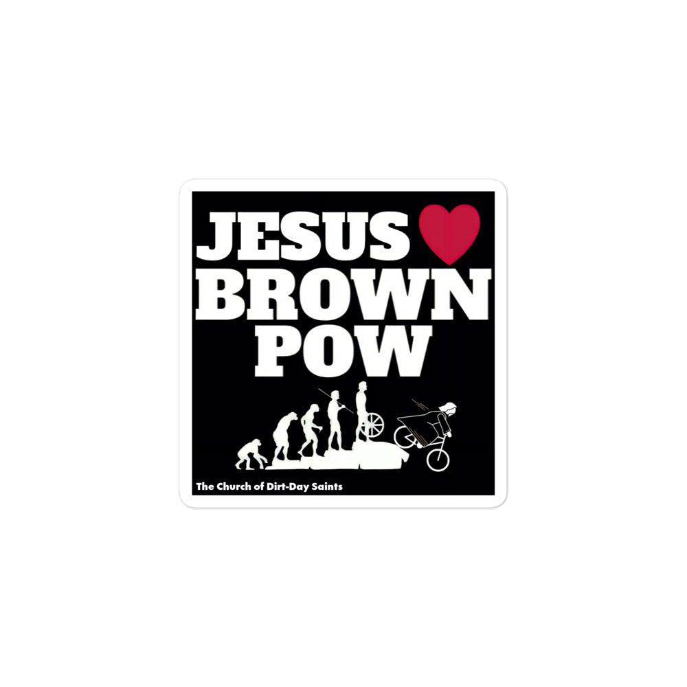 JESUS LUVS BROWN POW (Bubble-Free Sticker)