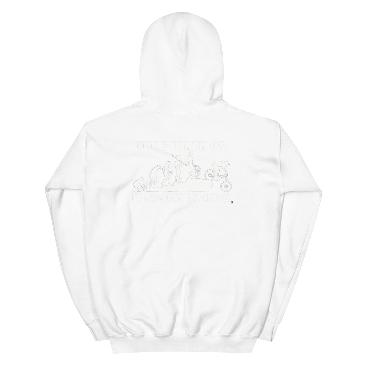 The Church of Dirt-Day Saints (Unisex Hoodie with Big Logo on Back)