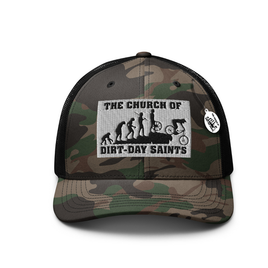 The Church of Dirt-Day Saints (Camouflage Trucker Hat)