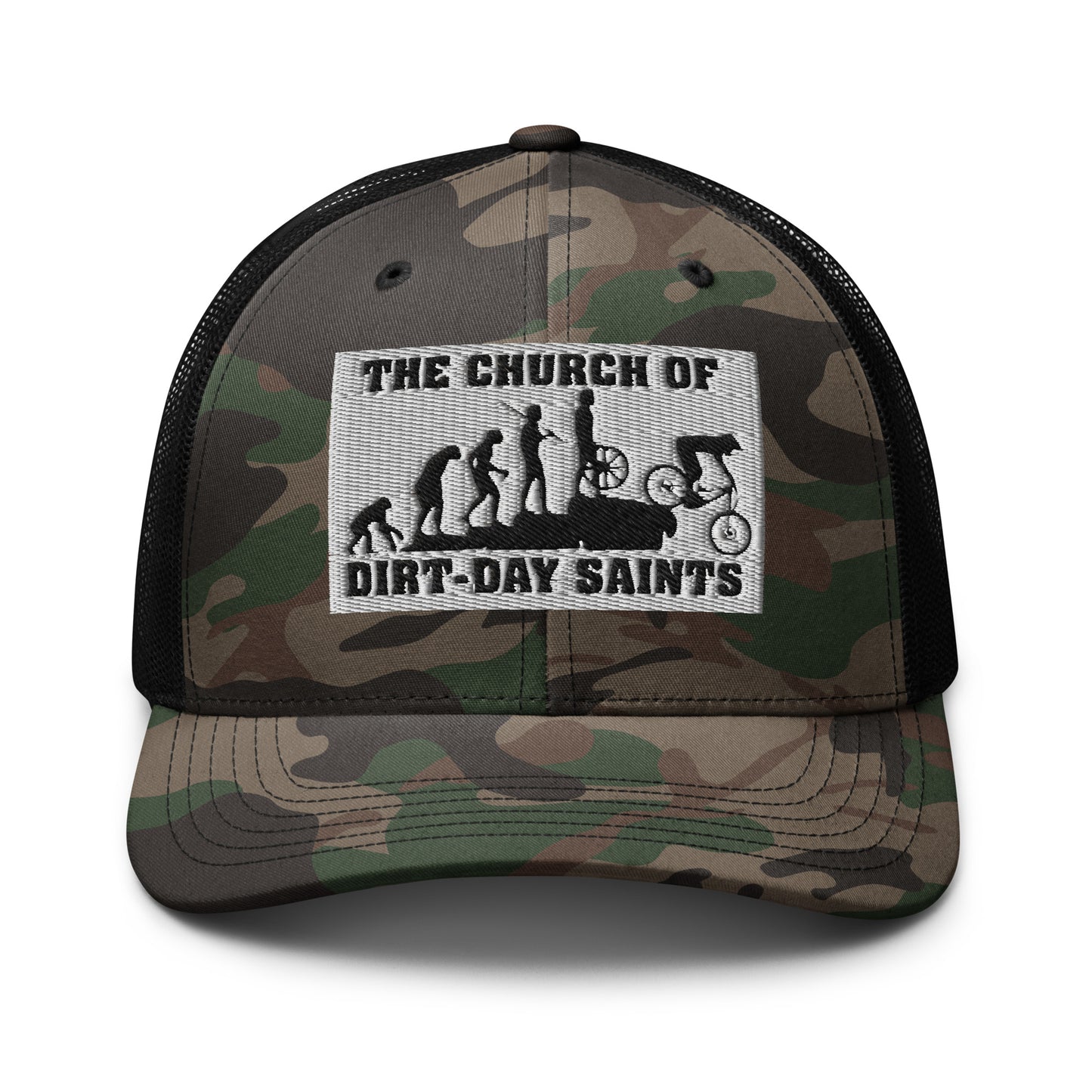 The Church of Dirt-Day Saints (Camouflage Trucker Hat)