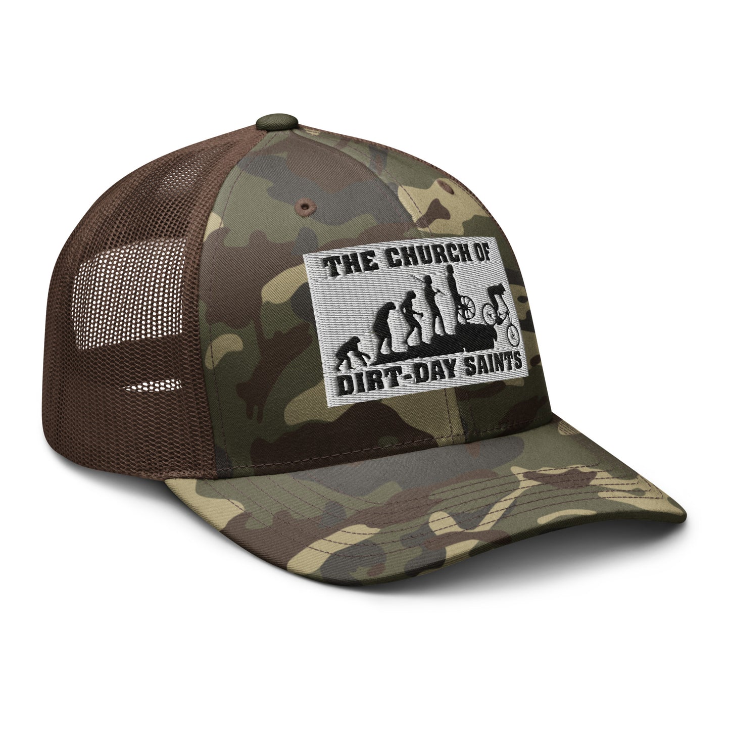 The Church of Dirt-Day Saints (Camouflage Trucker Hat)