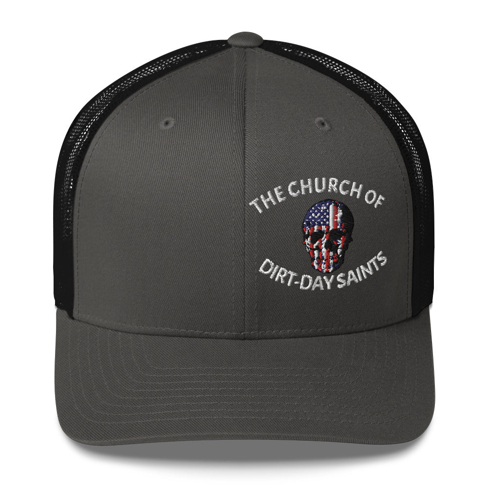 The Church of Dirt-Day Saints with Skull (Foam Trucker Hat)