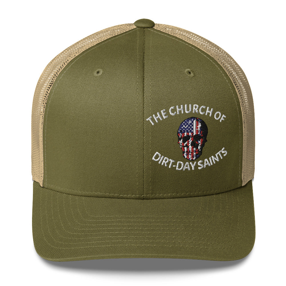 The Church of Dirt-Day Saints with Skull (Foam Trucker Hat)