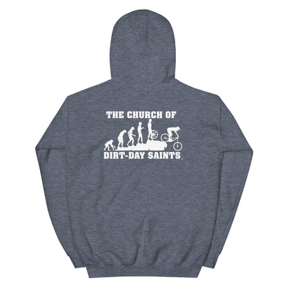 The Church of Dirt-Day Saints (Unisex Hoodie with Big Logo on Back)