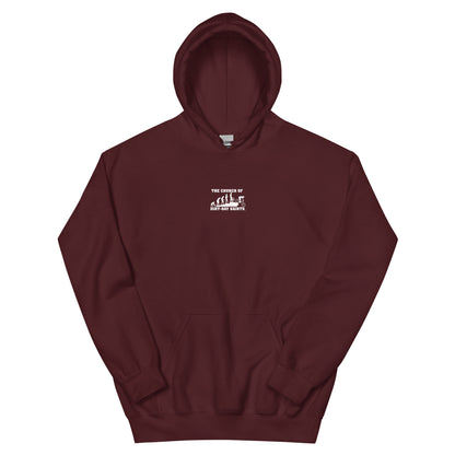 The Church of Dirt-Day Saints (Unisex Hoodie with Big Logo on Back)