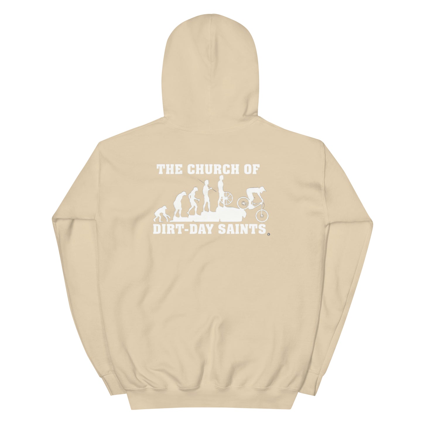 The Church of Dirt-Day Saints (Unisex Hoodie with Big Logo on Back)