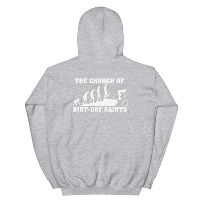 The Church of Dirt-Day Saints (Unisex Hoodie with Big Logo on Back)